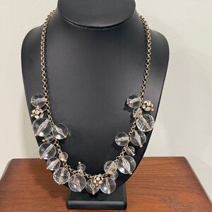 J. Crew Necklace CLEAR Jumbo Large Bead Ball Orb Bubble Lucite statement